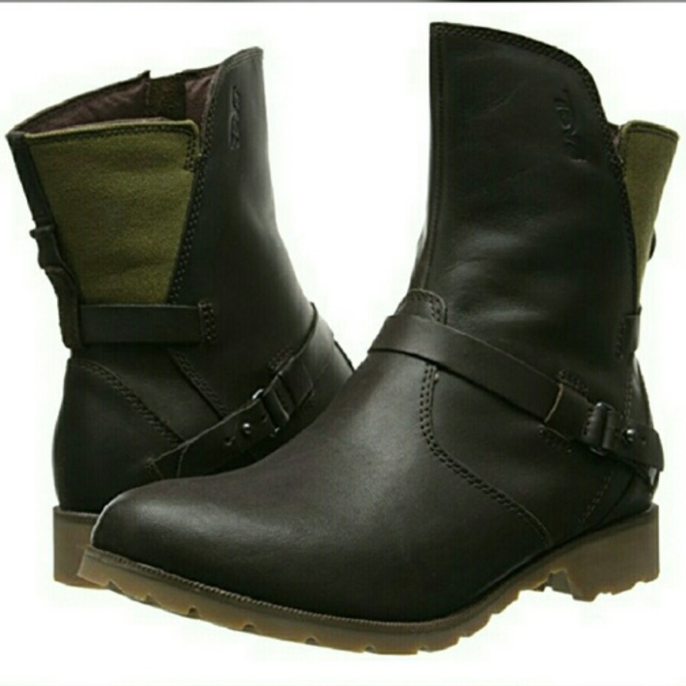 Teva De La Vina Low Leather Boots 9.5 Brown Olive